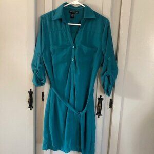 Alisha & Chloe Turquoise Lined Button Mini Dress
